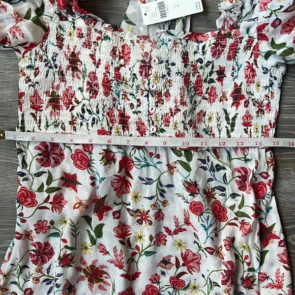 NEW Anthropologie By Mark D. Sikes Smocked Puff-Sleeve Dress Floral - Picture 15 of 16